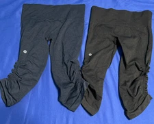 Lululemon Ebb And Flow Crop Legging Yoga Pants Womens Size 6 Small Blue Lot Of 2