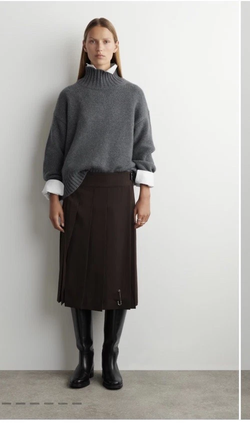 COS x Le Kilt Dark Brown BELTED WOOL-BLEND MINI KILT Size 40 - Image 2 of 4