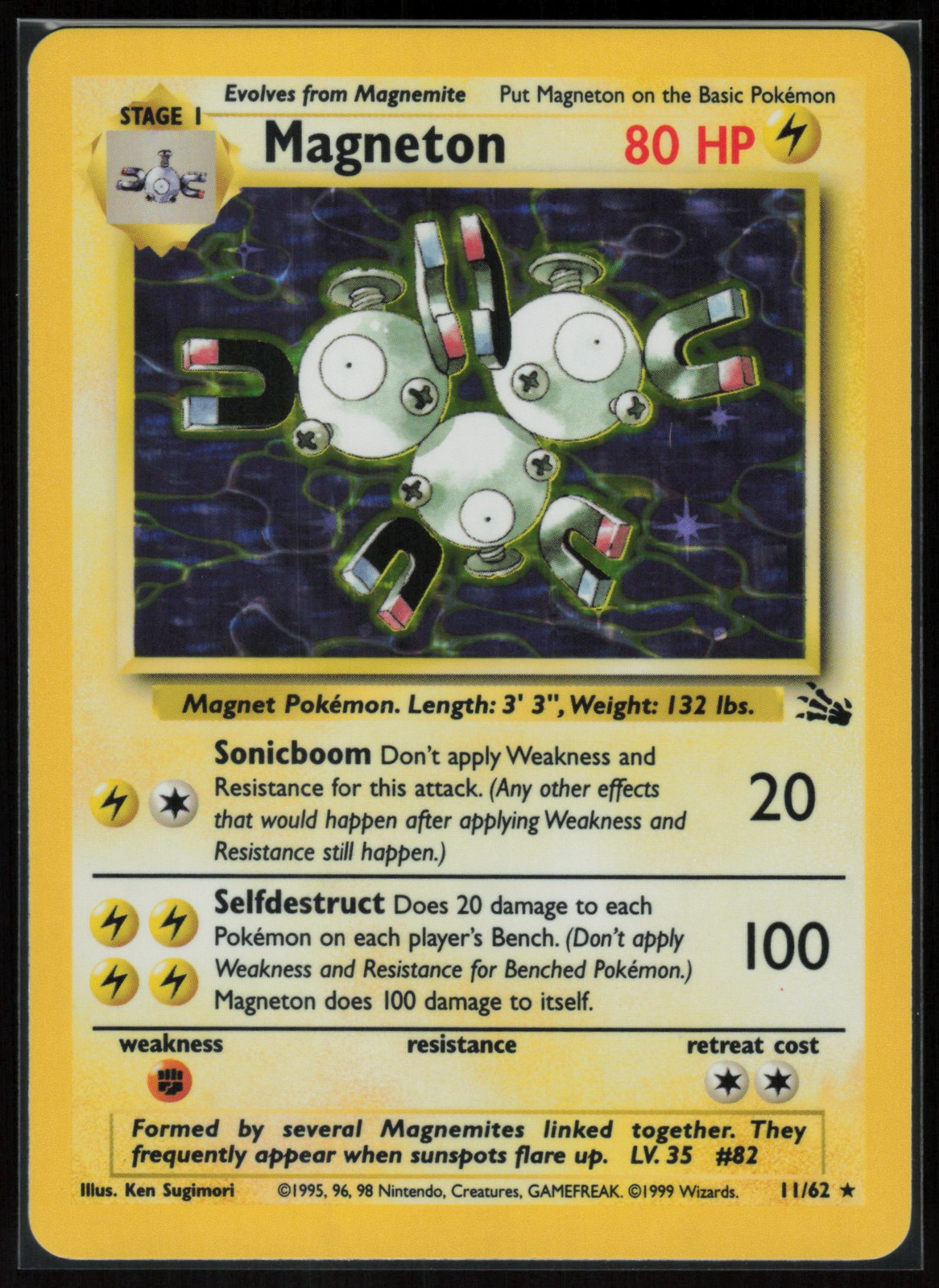 Pokemon Magneton (11) Holo Rare Holo Fossil 11/62 NM