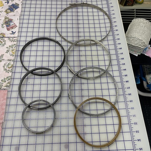 Menge 7 Metall Stickrahmen Frühling rund 7" 6" Korkfutter 10" 4"