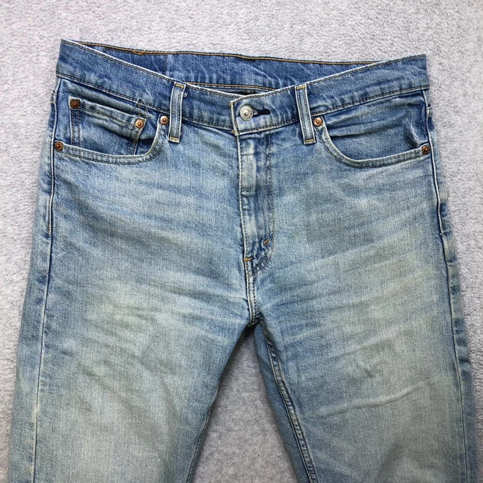 Jeans Levi's 513 Para Hombre 32x30 Azul Calce Ajustado Corte Recto Elástico Denim Lavado Ligero Foto 2 de 4