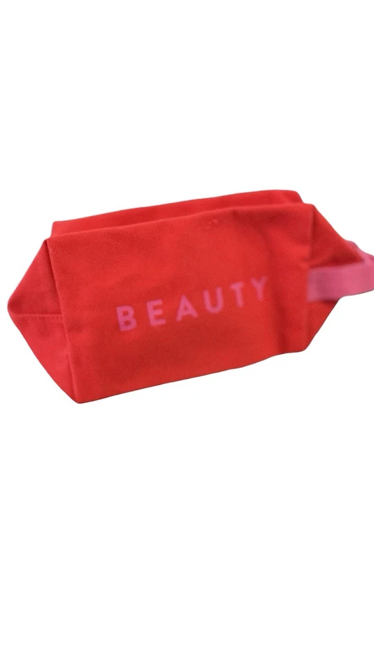 NORDSTROM BEAUTY Bolsa de Maquillaje GRANDE de Lona con Cremallera - Rojo/Rosa NUEVO Foto 2 de 4
