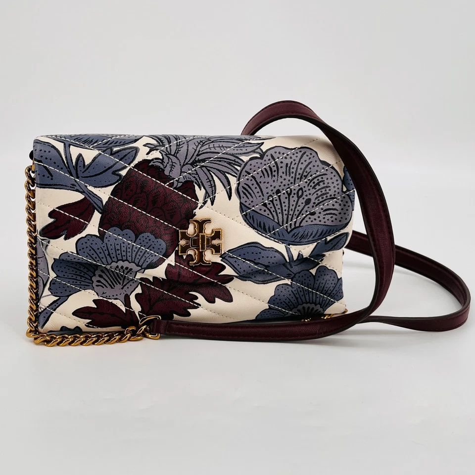 Bolso Bandolera Pequeño Tory Burch Kira Chevron Cadena Cartera Estampado Floral Cuero Foto 2 de 4