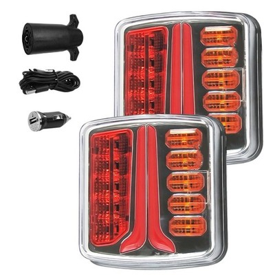 Magnetic LED Tail Lights Wireless USB Battery Operated Tow Towing Trailer Kit