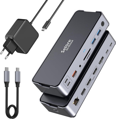 SELORE 15 in 1 USB C Docking Station with DP and Dual HDMI, Single 8K Triple 4K 