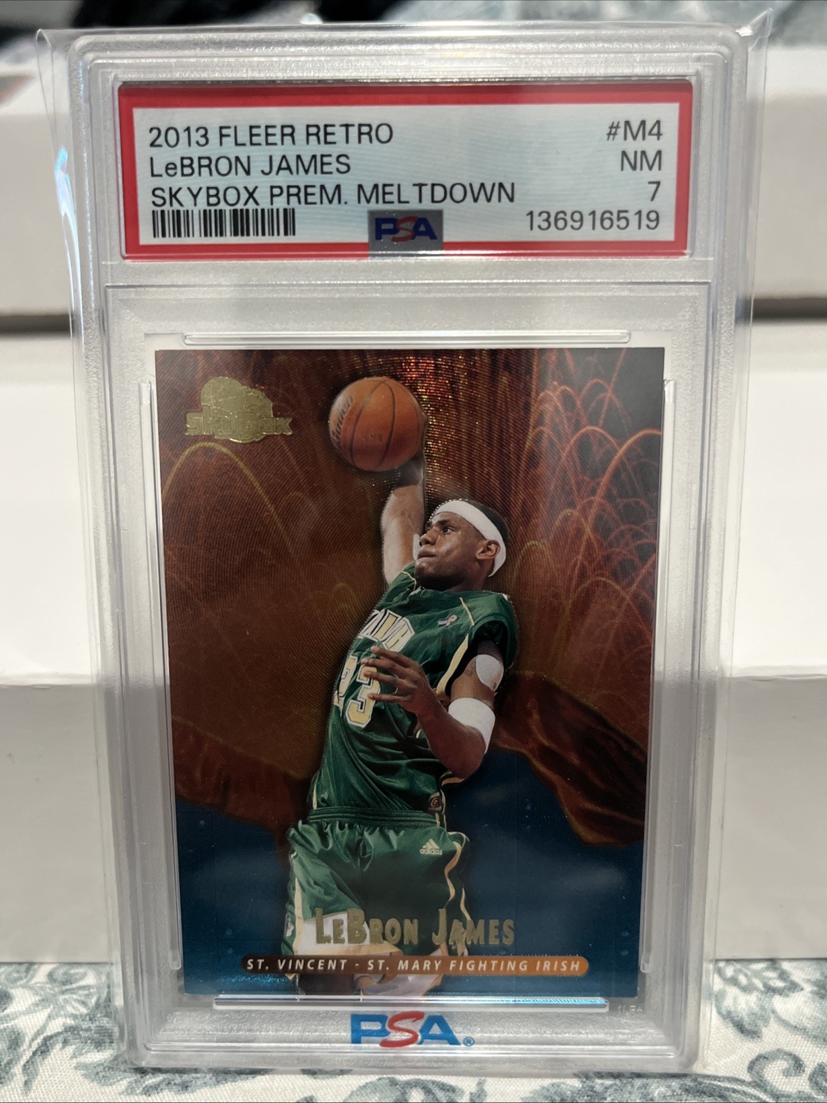 2013 Fleer Retro LEBRON JAMES Skybox Premium Meltdown #4 PSA 7