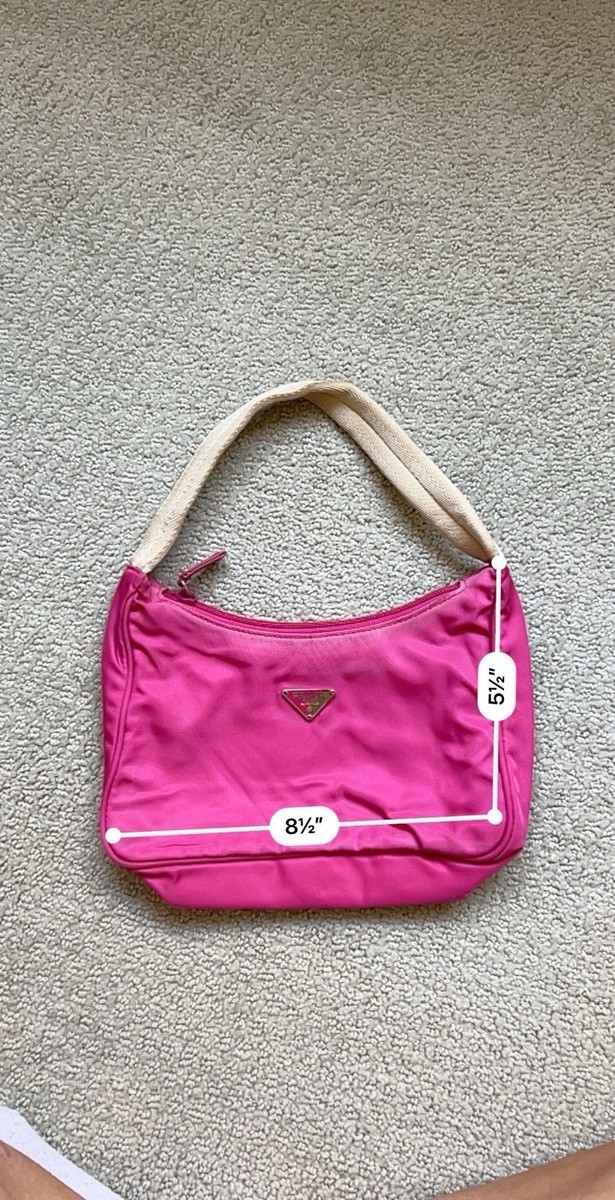 Authentic Prada Pink Nylon Tessuto Messenger Mini Hobo Bag Y2K Re