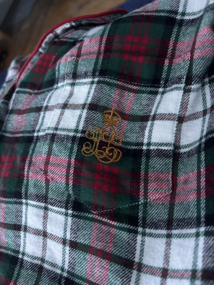 RALPH LAUREN женщин клетку хлопок пижамы комплект большой L новый с Ярлыками с логотипом  - Изображение 3 из 3