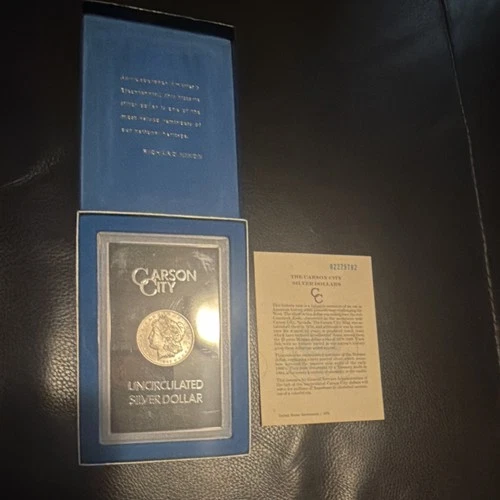 Morgan Silver Dollar $1 Uncirculated Carson City w/ Presentation Case & COA