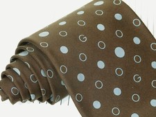 Gucci Dark Brown  Blue Silk Tie, Hand Made in Italy 58 x 3 5/8