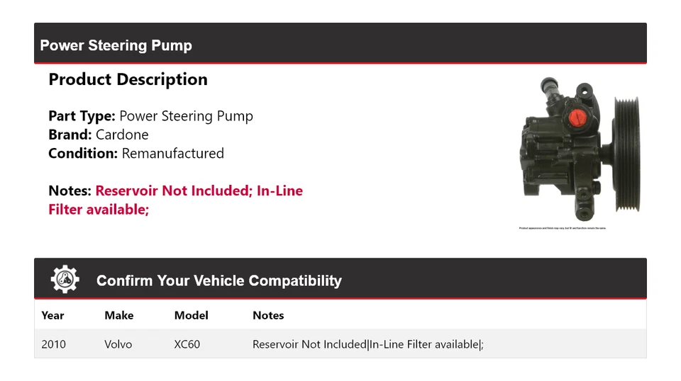 Bomba de dirección asistida Cardone para Volvo XC60 2010 Foto 2 de 4