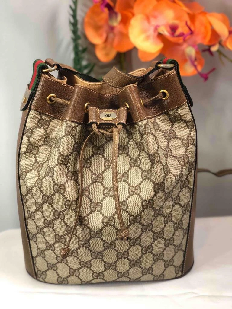 Gucci, Bags, Vintage Gucci Gg Print Bucket Bag