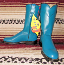 Women's Justin Diamond J Turquoise Leather Roper Cowboy Boots 6 C NEW in Box
