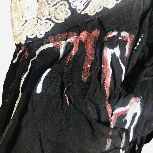 Scala Dress Medium Upcycled Halloween Vampiress Cosplay Black Silk Beads Halter - Picture 8 of 15