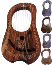 Irish Lyre Harp Traditional Ten Strings Rosewood Various Designs Free Key Bag