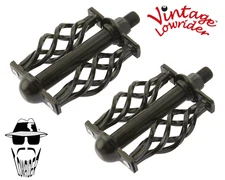 ORIGINAL F&R Vintage Lowrider Pedal W/Cage Twisted Bicycle Pedals 1/2"  Black
