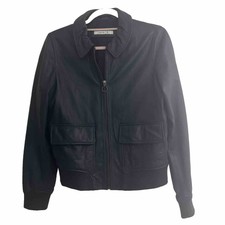 La Redoute Madmoiselle Navy Leather Jacket
