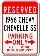Custom 1966 66 CHEVY CHEVELLE SS Parking Sign Personalized Garage Aluminum Decor