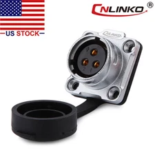 3 Pin Power Connector Female Socket Outdoor Waterproof IP67 Metal Case Signal