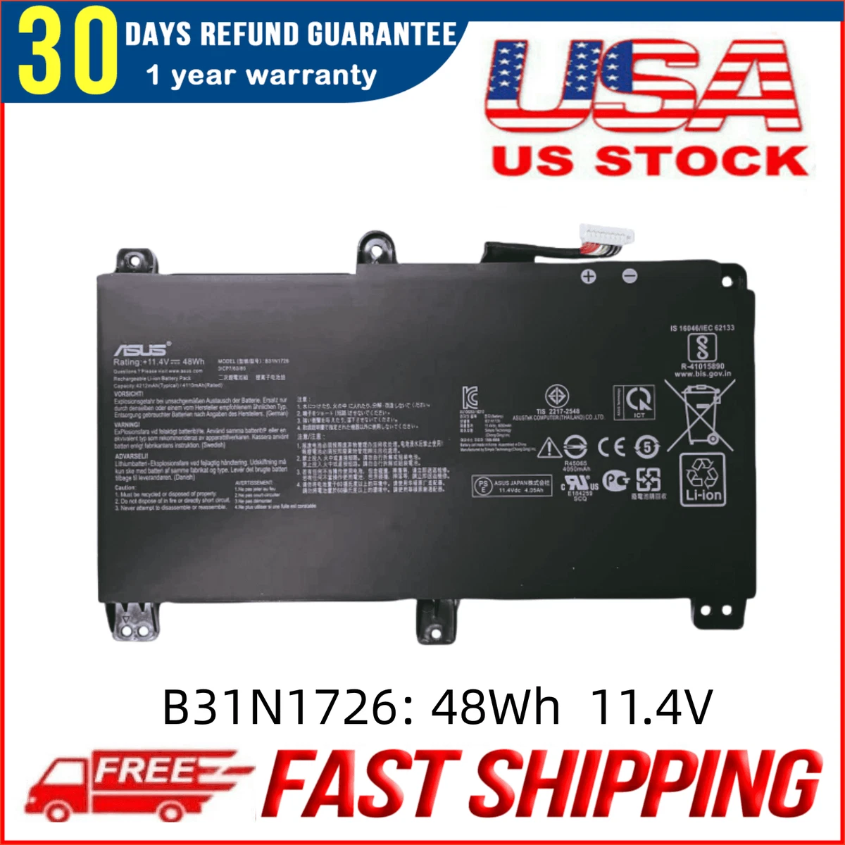 Laptop Batteries for ASUS Asus G Series 6 Battery Cells for sale