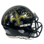 Bobby Hebert Signed Saints Alt Mini Helmet Cajun Cannon Beckett Witness BAS COA