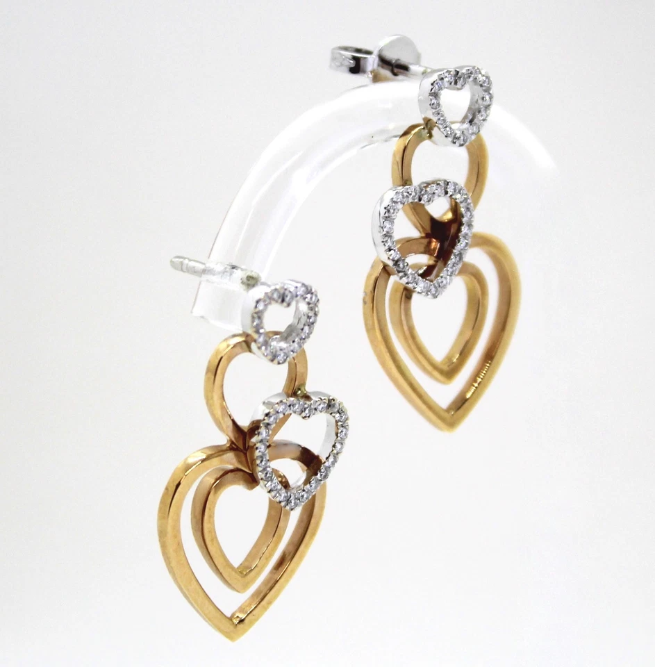 Pendientes Colgantes A Cadena En Oro Rosa Y Oro Blanco 18k con Diamante - Imagen 2 de 2