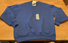 Vintage Jerzees Blue Crewneck Blank Sweatshirt Made in USA SZ Large NWT NEW