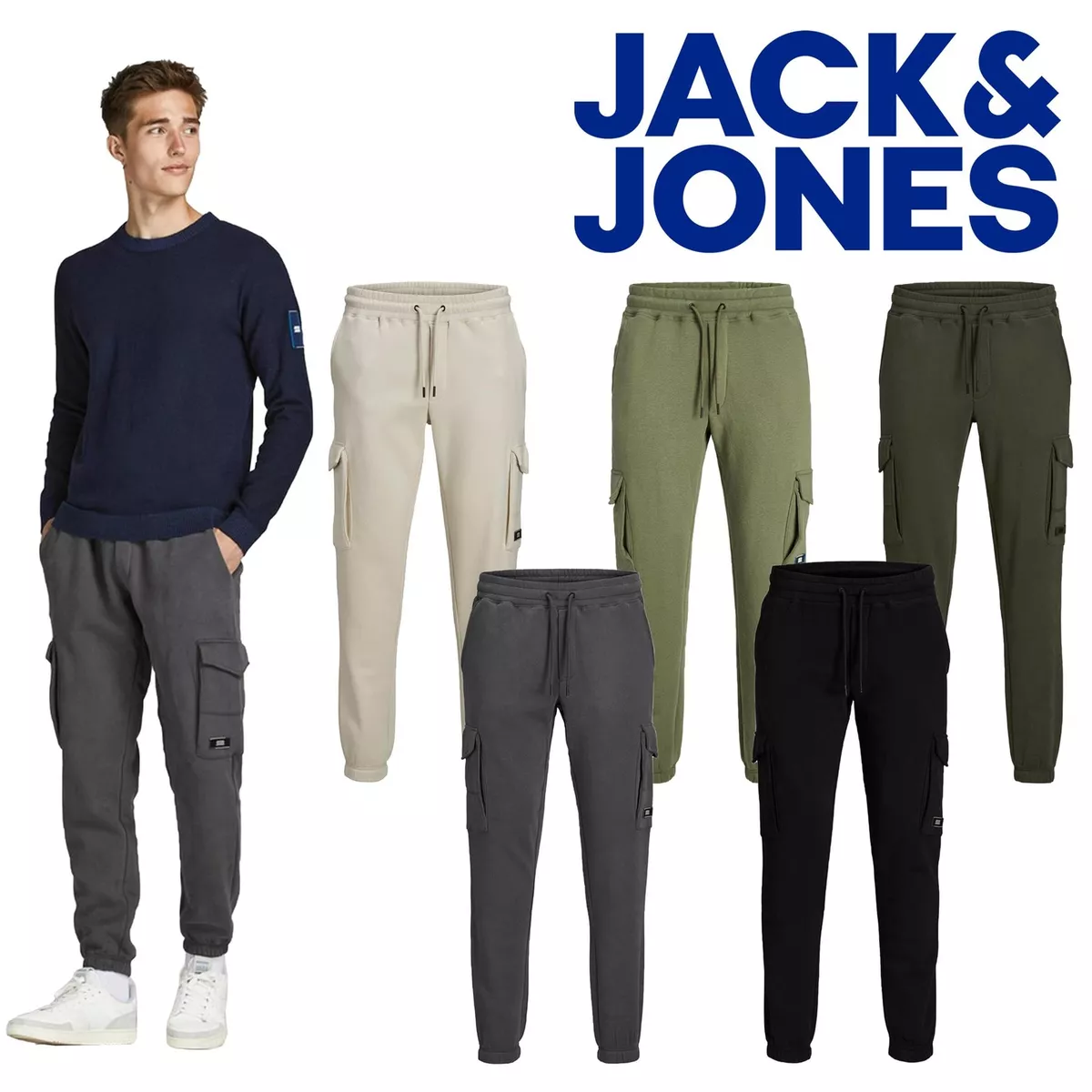 Jack & Jones Mens Joggers Normal Rise Track Pants Comfort Fit