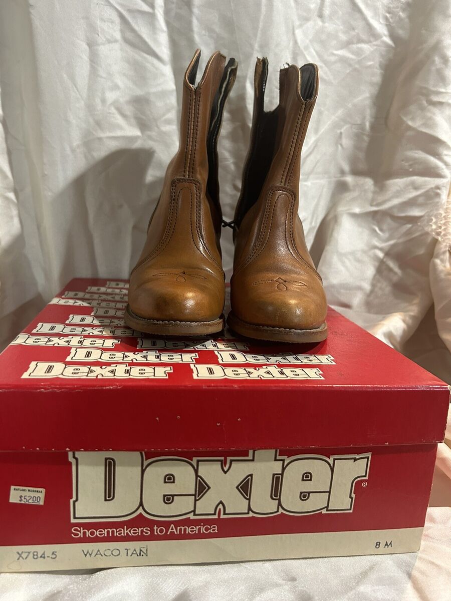 Vintage 70's Dexter Waco Tan Leather Western Styled Short Vintage 70's Dexter Waco Tan Leather Western Styled Short