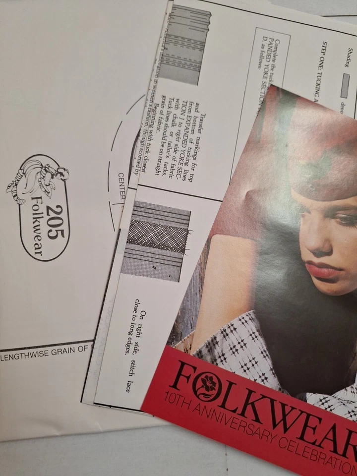 Blusa Gibson Menina Flowy Top Fantasia Folkwear 205 Padrão de Costura Antigo Gola Alta - Imagem 4 de 4