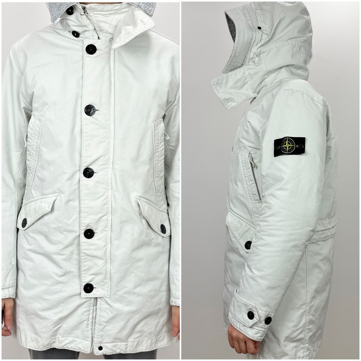 Stone Island David TC Down Parka Jacket White Mens Large Mid Stone Island David TC Down Parka Jacket White Mens Large Mid