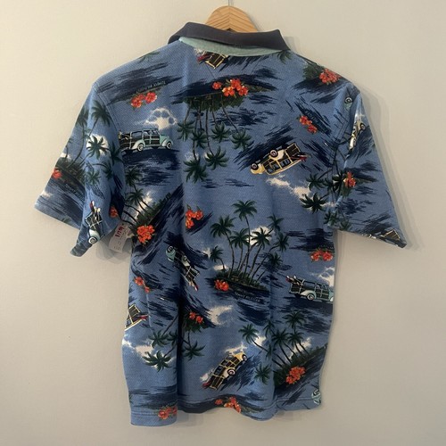 Tommy Hilfiger Mens Polo Shirt Blue Floral Tropical Woodie Car Hawaiian Hibiscus - Picture 2 of 10