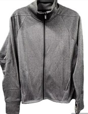 Champion C9 Front Zip Jacket Women Medium Grey Herringbone Tech Fleece Thumbhole