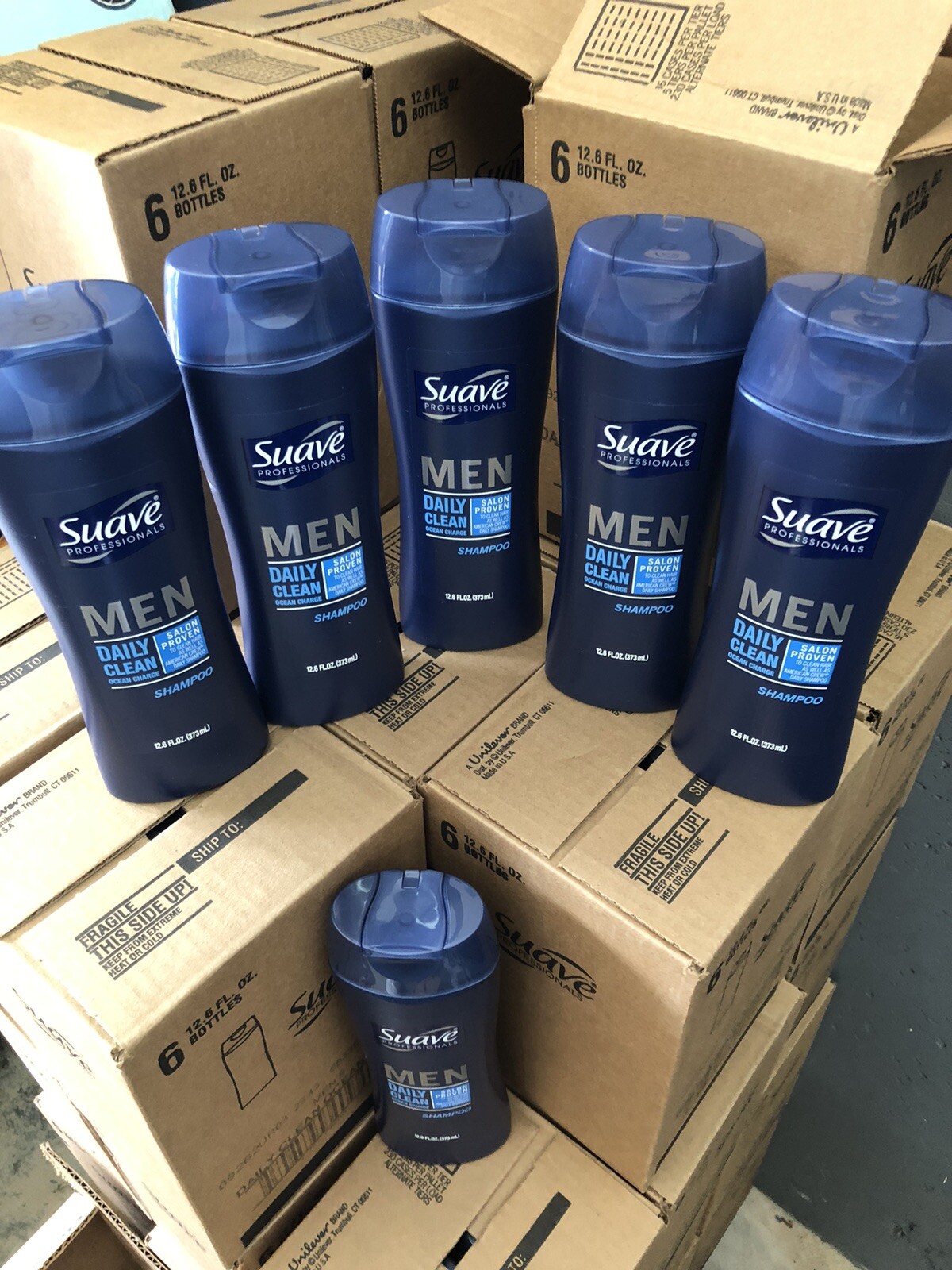 Suave Men Professionals Shampoo, Daily Clean Ocean Charge 12.6oz **6 pack** S18