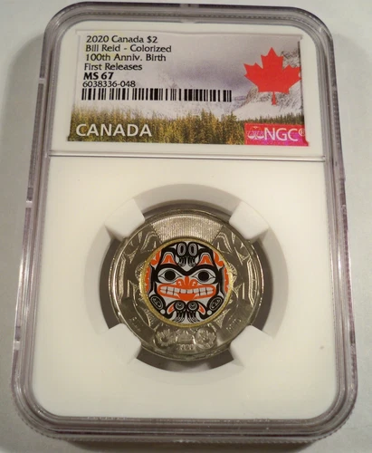 2022 $2 CANADA BILL REID COLORIZED NGC MS 67 POLAR BEAR TYPE COIN MS 67