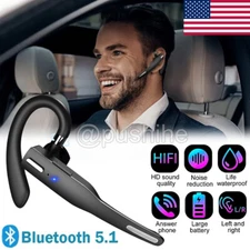 Trucker Wireless Headset Bluetooth 5.1 Earpiece Dual Mic Earbud Noise Cancelling