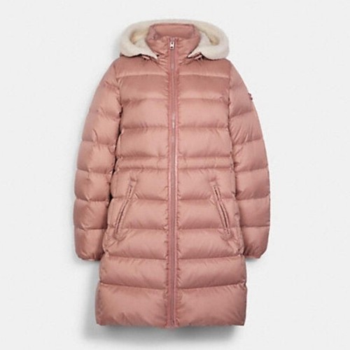 $695 Coach Shearling Pink Puffer Jacket 