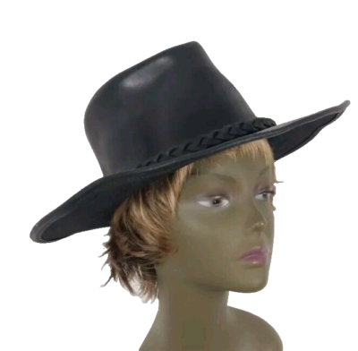 Vintage Henschel Hat Company Black Leather Indiana Jones Hat  display picture 1
