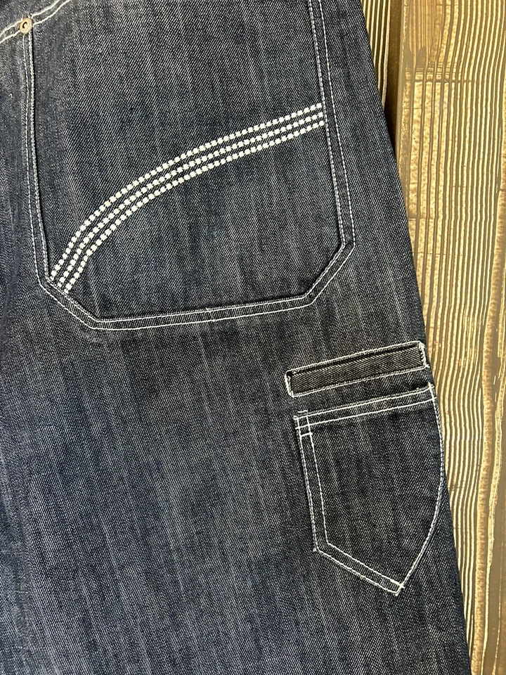 Pantalones Cortos de Jeans Platinum Gear Para Hombre Talla 38 Sueltos Hip Hop Denim Blanco Costura Patinador Foto 4 de 4