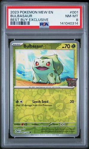 2023 POKEMON MEW EN-151 001 BULBASAUR BEST BUY EXCLUSIVE PSA 8 0314