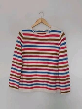 Seasalt Cornwall Makers Cotton Striped Long Sleeve Jumper 12 Multicoloured QVC. 