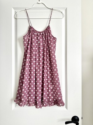 CAROLINE CONSTAS Lavender Sleeveless Sheer Polka Dot Mini Dress Size XS