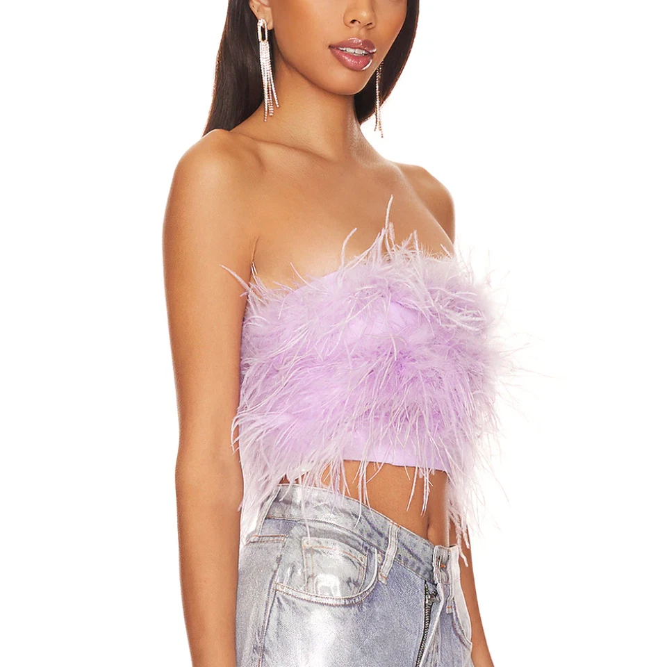 Top corsé sin tirantes pluma lavanda Lovers + Friends XXS púrpura pinup $158 NUEVO Foto 2 de 4