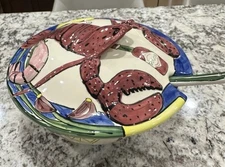 Tabasco Haslick Pottery TIKA Home 3-Dimensional Crab Lobster Soup Tureen Lidded