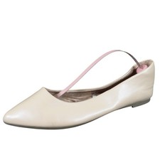 A New Day Pointed Toe Ballet Flats Women 6 Beige Excellent Synthetic Slip On