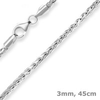 3Mm Zopfkette Silberkette Collier Halskette Aus 925 Silber 45Cm