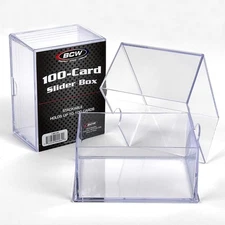 6 BCW Clear Slider Card Boxes Each Hold 100 Standard Cards Baseball Game Storage