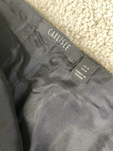 Carlisle Dress Pants Women 6 Green Tweed Wool Blend Straight Lined Career - Picture 3 of 13