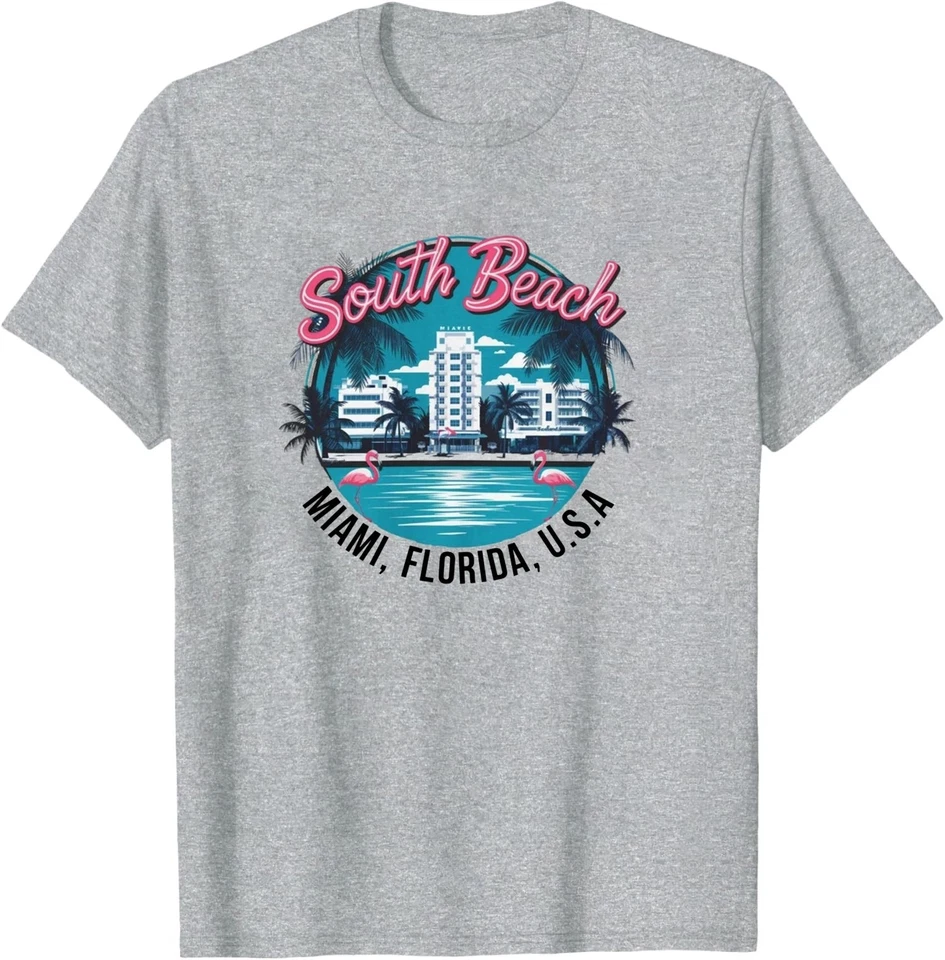 South Beach Miami T-Shirt | Florida Coastal Graphic Tee | Beachwear Souvenir - Image 2 of 4