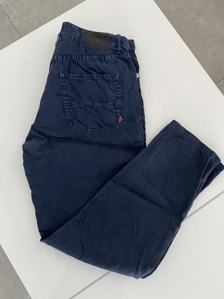 Men Iceberg Trousers Navy Linen 32
